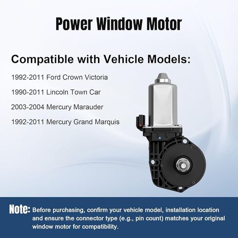 Front Right Passenger or Rear Left Driver Side Power Window Motor Compatible with 1992-2011 Ford Crown Victoria Mercury Grand Marquis, 90-11 Lincoln Town Car, Mercury Marauder 2003-2004,742-253 in Saudi Arabia