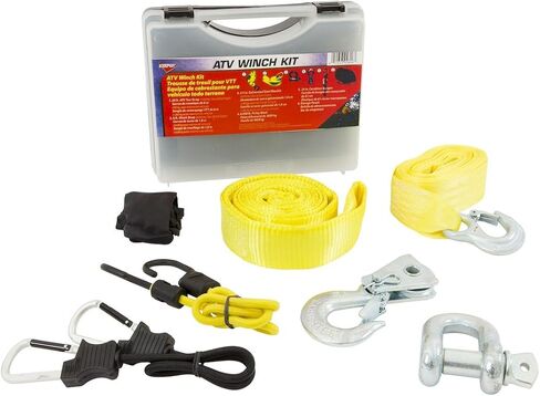 Winch Rigging Kit | ATV Tow Strap, Winch Strap & Pulley Block | Galvanized Shackle, Carabiner, Bungee Cord | Storage Pouch & Case in Saudi Arabia