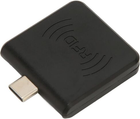 قارئ بطاقات الهاتف Sanpyl RFID، واجهة USB C 125 كيلو هرتز قارئ البطاقات الذكية المحمولة RFID ID قارئ بطاقات الهاتف المحمول المدمج في الجرس (أسود) in Saudi Arabia
