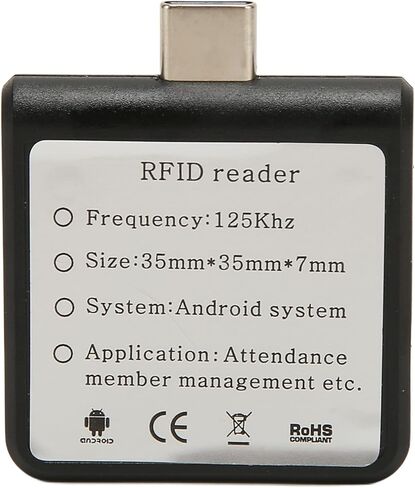 قارئ بطاقات الهاتف Sanpyl RFID، واجهة USB C 125 كيلو هرتز قارئ البطاقات الذكية المحمولة RFID ID قارئ بطاقات الهاتف المحمول المدمج في الجرس (أسود) in Saudi Arabia