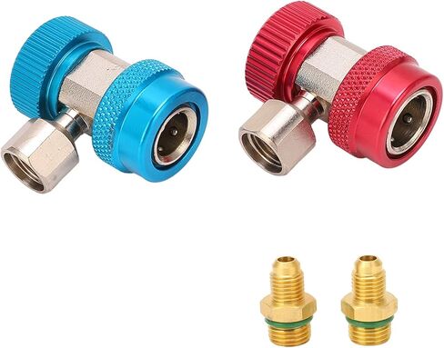 R134a Quick Coupler Adapters Adjustable Air Conditioning Manifold Meter Hose Conversion Kit 1/4in High Compatibility in Kuwait