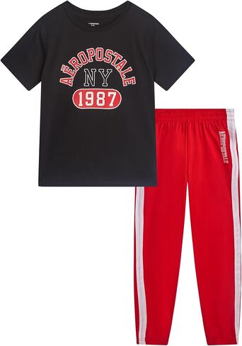 AEROPOSTALE Boys Pants Set - 2 Piece Soft and Breathable Short Sleeve Jersey Shirt and Tricot Jogger Pants for Boys in Saudi Arabia