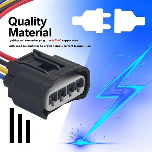 4 قطع موصل ملف الإشعال OEM #90980-11885، أنثى 4 أسلاك ملف الإشعال سلك تسخير التوصيل متوافق مع تويوتا، ملفات الإشعال تسخير استبدال ملحقات السيارة in Kuwait