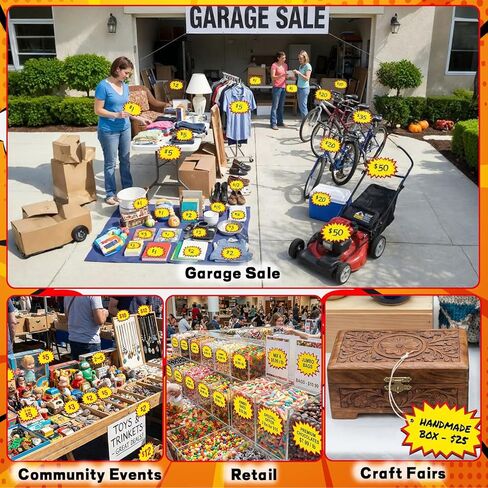 BESARME 504 Pcs Removable Garage Sale Stickers, Adhesive Yard Sale Price Stickers 2"x 3"& 3"x 4" Price Tags for Retail Flea Market Community Events County Fairs in Saudi Arabia