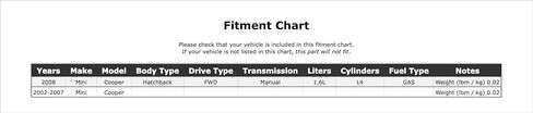 مستشعر تعزيز الشاحن التربيني متوافق مع ميني كوبر 1.6L L4 FWD GAS Hatchback ناقل الحركة اليدوي 2008 2007 2006 2005 2004 2003 2002 P-3803404 in Kuwait