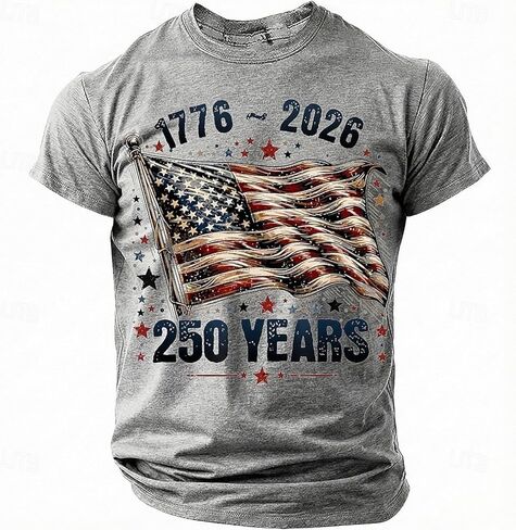 250 Anniversary USA Shirt Crewneck Pullover Tops Men's Tshirts Shirts Short Sleeve T Shirt America Crew Neck Tee in Saudi Arabia