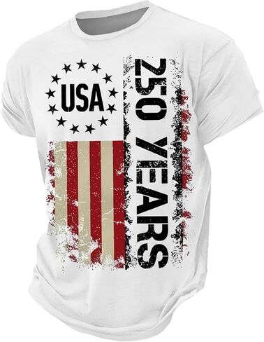 250 Anniversary USA Shirt Crewneck Pullover Tops Men's Tshirts Shirts Short Sleeve T Shirt America Crew Neck Tee in Saudi Arabia