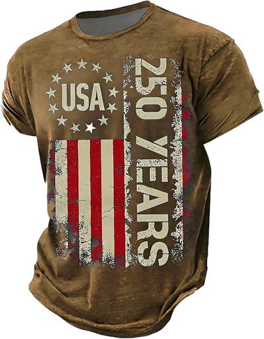 250 Anniversary USA Shirt Crewneck Pullover Tops Men's Tshirts Shirts Short Sleeve T Shirt America Crew Neck Tee in Saudi Arabia