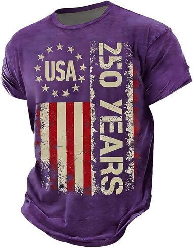 250 Anniversary USA Shirt Crewneck Pullover Tops Men's Tshirts Shirts Short Sleeve T Shirt America Crew Neck Tee in Saudi Arabia