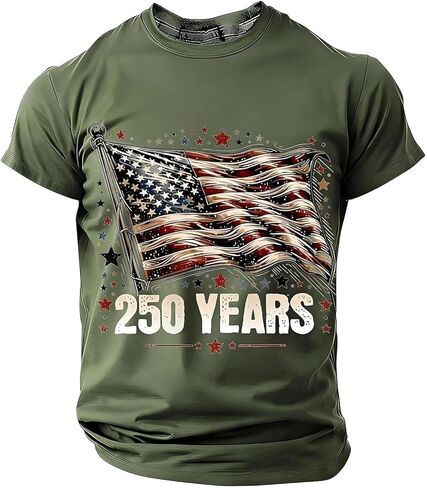 250 Anniversary USA Shirt Crewneck Pullover Tops Men's Tshirts Shirts Short Sleeve T Shirt America Crew Neck Tee in Saudi Arabia