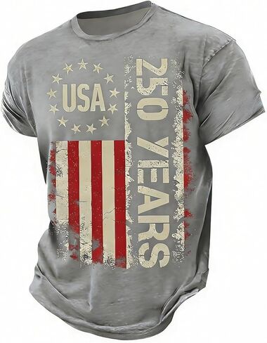 250 Anniversary USA Shirt Crewneck Pullover Tops Men's Tshirts Shirts Short Sleeve T Shirt America Crew Neck Tee in Saudi Arabia