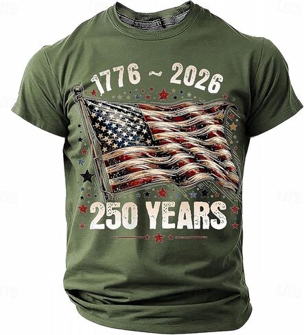 250 Anniversary USA Shirt Crewneck Pullover Tops Men's Tshirts Shirts Short Sleeve T Shirt America Crew Neck Tee in Saudi Arabia