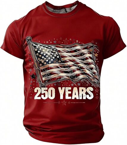 250 Anniversary USA Shirt Crewneck Pullover Tops Men's Tshirts Shirts Short Sleeve T Shirt America Crew Neck Tee in Saudi Arabia