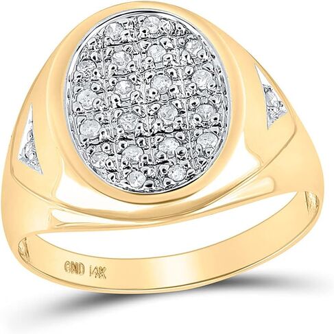 14kt Yellow Gold Mens Round Diamond Oval Cluster Ring 1/4 Cttw in Saudi Arabia