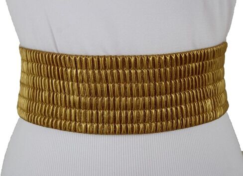 Women’s Metallic Gold Stretch Fashion Belt – Double Western Buckles – Size M L in Saudi Arabia