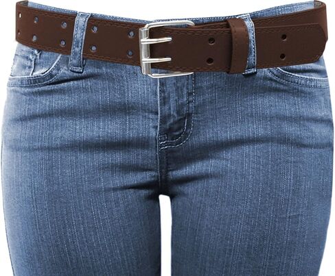 GK Eurosport EURO Womens Thick Wide 2 Hole Leather Belt - BN9041 - Brown 2XL in Saudi Arabia