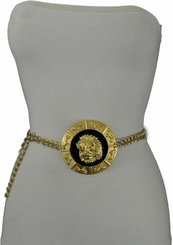 TrendyFashionJewelry Women Belt Hip High Waist Lion Medallion Buckle Charm Buckle Gold Metal Chains XS S M in Saudi Arabia