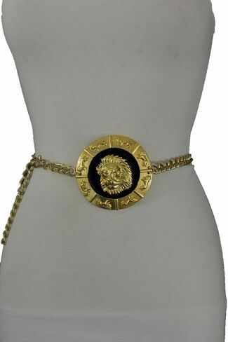 TrendyFashionJewelry Women Belt Hip High Waist Lion Medallion Buckle Charm Buckle Gold Metal Chains XS S M in Saudi Arabia