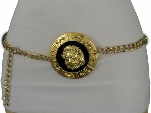 TrendyFashionJewelry Women Belt Hip High Waist Lion Medallion Buckle Charm Buckle Gold Metal Chains XS S M in Saudi Arabia