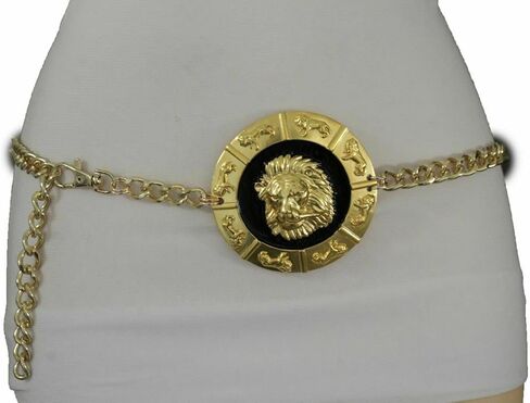 TrendyFashionJewelry Women Belt Hip High Waist Lion Medallion Buckle Charm Buckle Gold Metal Chains XS S M in Saudi Arabia