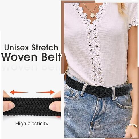 PINKTEE Braided Stretch Belt for Women and Men Fabric Woven Golf Belt Elastic Casual for Golf Jeans Pants in Saudi Arabia