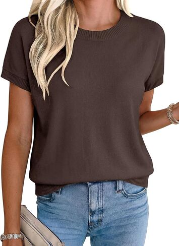 Totatuit Short Sleeve Sweaters for Womens Summer Crew Neck Knit Sweater Shirts Business Casual Work Tops 2026 Spring Outfits in Kuwait