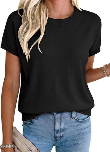 Totatuit Short Sleeve Sweaters for Womens Summer Crew Neck Knit Sweater Shirts Business Casual Work Tops 2026 Spring Outfits in Kuwait