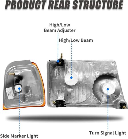 for 2001 2002 2003 2004 2005 2006 2007 2008 2009 2010 2011 Ford Ranger Headlight Assembly with Clear Lens Chrome Housing Amber Reflector Headlamp Replacement Left Right Pair in Saudi Arabia