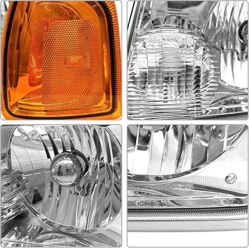 for 2001 2002 2003 2004 2005 2006 2007 2008 2009 2010 2011 Ford Ranger Headlight Assembly with Clear Lens Chrome Housing Amber Reflector Headlamp Replacement Left Right Pair in Saudi Arabia