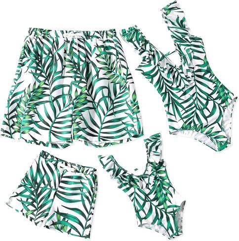 IFFEI Mommy and Me Swimsuit One Piece Ruffle V Neck Bathing Suits Family Matching Swimwear in Saudi Arabia