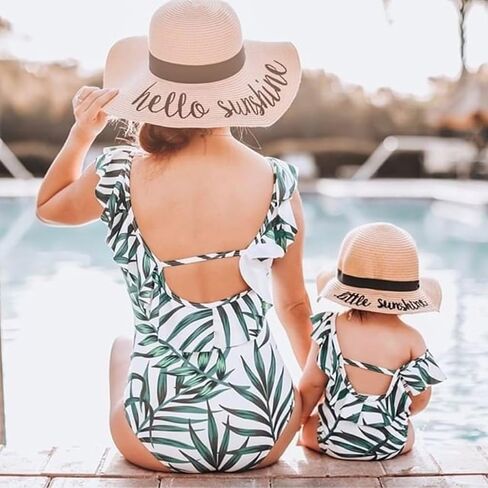 IFFEI Mommy and Me Swimsuit One Piece Ruffle V Neck Bathing Suits Family Matching Swimwear in Saudi Arabia
