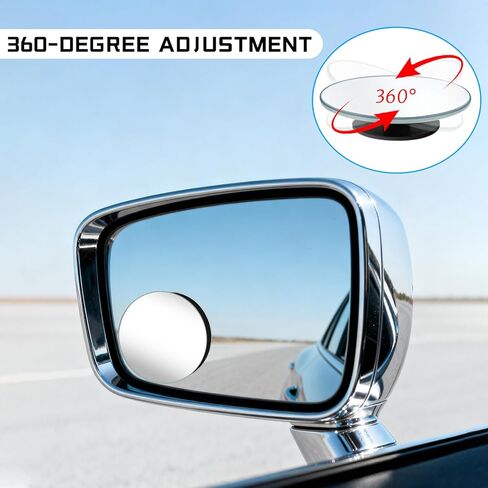 ZUFECY 2-Pack 360 درجة مرايا النقطة العمياء القابلة للتعديل - 2 "زجاج محدب بدون إطار لسيارات السيدان والشاحنات وسيارات الدفع الرباعي in Saudi Arabia
