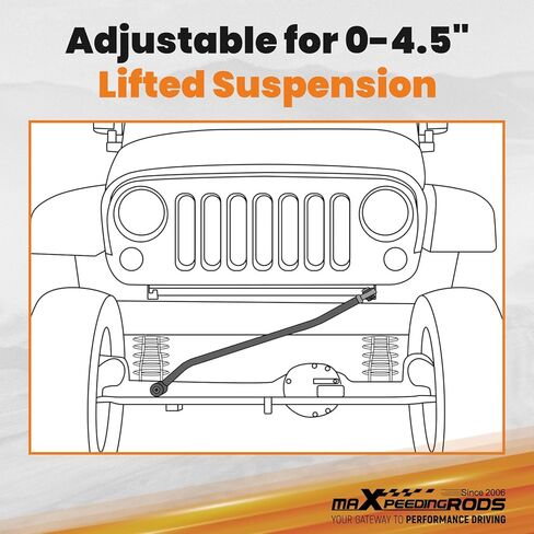 maXpeedingrods Adjustable 0-4.5" Front Track Bar for Jeep Gladiator JT Jeep Wrangler JL 2018-2024, Wear-resistant Pol Bushing with Zerk Fittings in Kuwait