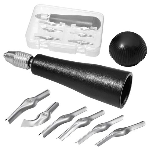 Linoleum Cutter Kit Assortment Craft Linoleum Cutter Linocut Carving Tools Rubber Block Stamp Carving Block Stamp Making Kit Includes Plastic Storage Handle and 5 Blades in Saudi Arabia