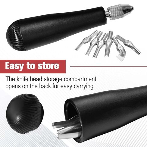 Linoleum Cutter Kit Assortment Craft Linoleum Cutter Linocut Carving Tools Rubber Block Stamp Carving Block Stamp Making Kit Includes Plastic Storage Handle and 5 Blades in Saudi Arabia