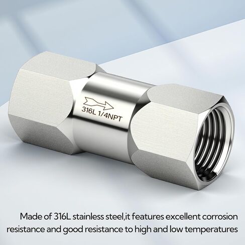 1 قطعة 316L الفولاذ المقاوم للصدأ صمام فحص في اتجاه واحد ، 1/4 "NPT صمام فحص ضاغط الهواء منع التدفق العكسي in Kuwait