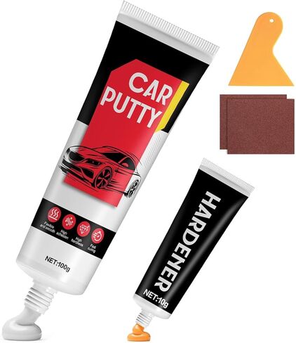 Auto Body Filler, Car Scratch Repair Kit, 100g Car Filler & 10g Hardener, Sandpaper, Scraper, Harden without Cracking, Quick-Drying Suit for Car, Boat, Metal, Fibreglass Paint Scratch Removal Repairs in Kuwait