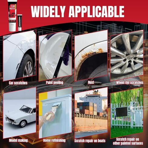 Auto Body Filler, Car Scratch Repair Kit, 100g Car Filler & 10g Hardener, Sandpaper, Scraper, Harden without Cracking, Quick-Drying Suit for Car, Boat, Metal, Fibreglass Paint Scratch Removal Repairs in Kuwait