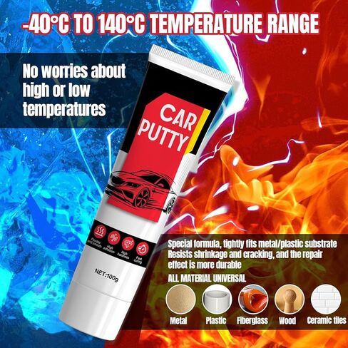 Auto Body Filler, Car Scratch Repair Kit, 100g Car Filler & 10g Hardener, Sandpaper, Scraper, Harden without Cracking, Quick-Drying Suit for Car, Boat, Metal, Fibreglass Paint Scratch Removal Repairs in Kuwait