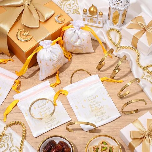 Tondiamo 15/30 Set Ayatul Kursi Bracelets Bulk Ramadan Eid Mubarak Gifts for Women Muslim Quran Allah Bangle Arabic Calligraphy Cuff Bracelet Islamic Jewelry Gift with Bag for Islam Party in Saudi Arabia