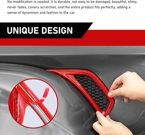 2PCS Wheel Fender Air Vent Inlet Trim Cover Decor, Side Fender Hood Vent Trim Panel, Compatible with Jeep Wrangler JL JLU Gladiator JT 2018-2025, Red Auto Exterior Accessories in Saudi Arabia