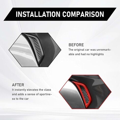 2PCS Wheel Fender Air Vent Inlet Trim Cover Decor, Side Fender Hood Vent Trim Panel, Compatible with Jeep Wrangler JL JLU Gladiator JT 2018-2025, Red Auto Exterior Accessories in Saudi Arabia