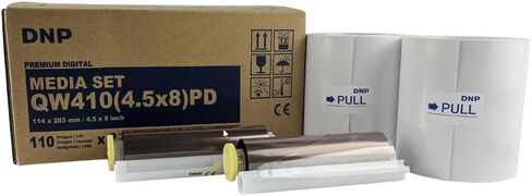 DNP QW410 طابعة صبغ التسامي مقاس 4.5 بوصة، 300 × 300 نقطة لكل بوصة، 190 طباعة 4 × 6 بوصة في الساعة - حزمة مع وسائط الطابعة DNP QW410، 4.5 × 8 in Kuwait