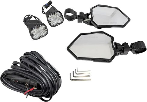 مرايا UTVDistribution Chupacabra Offroad Cuero Baja UTV مع طقم إضاءة LED لسرب أبيض من Baja (مجموعة من 2) (مشابك 1-3/4 بوصة) in Kuwait
