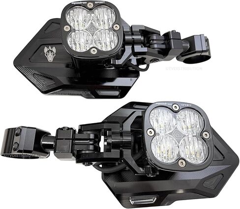 مرايا UTVDistribution Chupacabra Offroad Cuero Baja UTV مع طقم إضاءة LED لسرب أبيض من Baja (مجموعة من 2) (مشابك 1-3/4 بوصة) in Kuwait