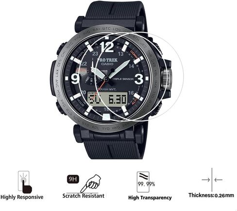 واقي شاشة Walieoka متوافق مع سلسلة Casio PRW-6611، طبقة واقية من الزجاج المقوى بقوة 9H، شفاف كريستالي مقاوم للخدش [عبوة من قطعتين] in Saudi Arabia