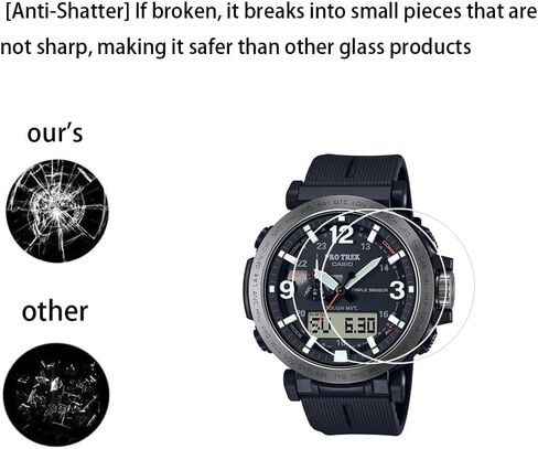 واقي شاشة Walieoka متوافق مع سلسلة Casio PRW-6611، طبقة واقية من الزجاج المقوى بقوة 9H، شفاف كريستالي مقاوم للخدش [عبوة من قطعتين] in Saudi Arabia