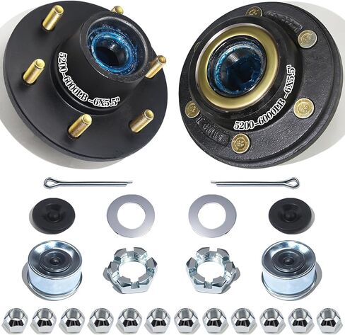 مجموعة واحدة من مجموعات محور المقطورة 5200-6000 رطل 6 براغي 5.5، مجموعة محور المقطورة لـ 1.25 بوصة إلى 1.75 بوصة #42 عمود دوران مدبب، التشحيم المسبق 25580 15123 مجموعة محور مقطورة المهمل. in Kuwait