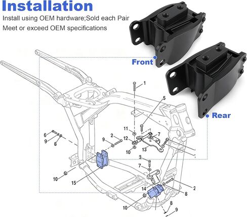 2PCS Front & Rear Isolators Engine Motor Mount Compatible with Harley Davidson 1991-2017 Dyna FXD/FXDWG, Repl OEM # 47583-90/B;47564-99 in Saudi Arabia
