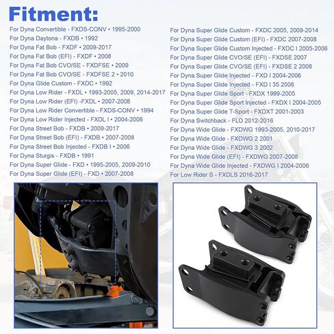 2PCS Front & Rear Isolators Engine Motor Mount Compatible with Harley Davidson 1991-2017 Dyna FXD/FXDWG, Repl OEM # 47583-90/B;47564-99 in Saudi Arabia